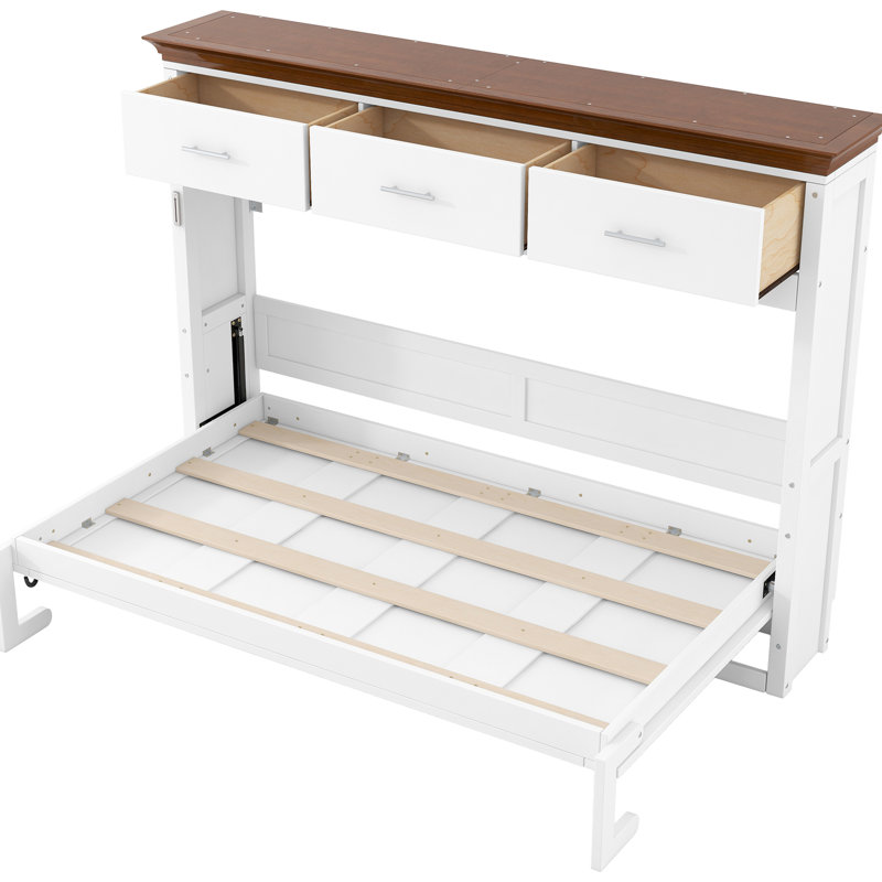 Lit simple blanc avec 3 tiroirs, peu encombrant pour les petites chambres à coucher et sans sommier à ressorts, robuste et durable