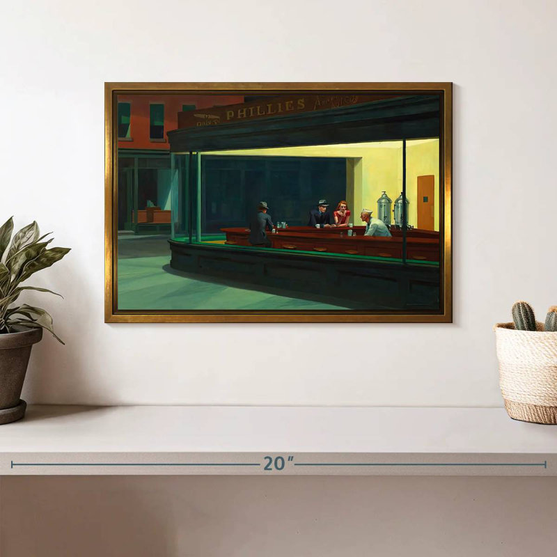 Nighthawks, Cadre flottant doré, 13 po x 9 po