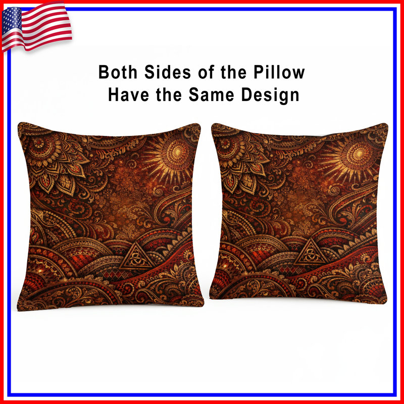 Coussins décoratifs à double face à motif ornemental complexe, 18 po x 18 po