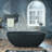 61" Freestanding Soaking Solid Surface Stone Resin Bathtub with Integrated Overflow and Pop-up Drain-120785879-120785878