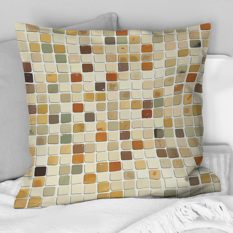 Coussin décoratif brun Midcentury Mosaic III - Midcentury, H 16 po x l 16 po