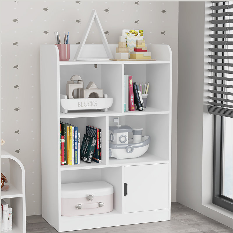 Bibliothèque pour enfants, bibliothèque avec 6 compartiments, tablettes autoportantes et rangement pour cubes