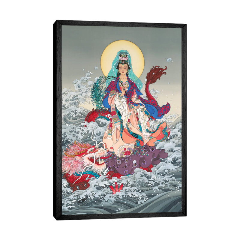 Kwan Yin - Painting on Canvas, Black Framed, 66.04 cm H x 45.72 cm W