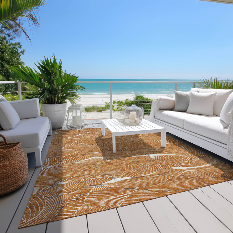 Paprika Synthetic Rectangular Machine Washable Rug