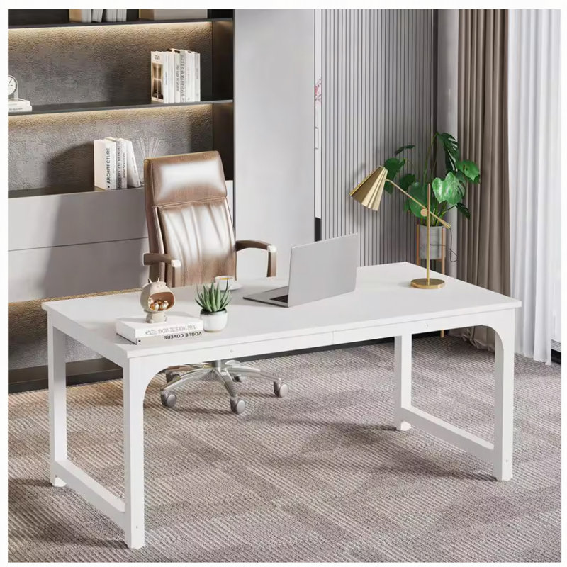 Bureau de direction 63 po, grand poste de travail d'ordinateur moderne avec structure en métal épais, mobilier de bureau pour le bureau personnel