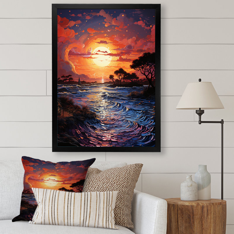 Maegann Sunset Sunset Reverie Pointillism II, Cadre photo noir, H 20 po x l 12 po x P 1 po