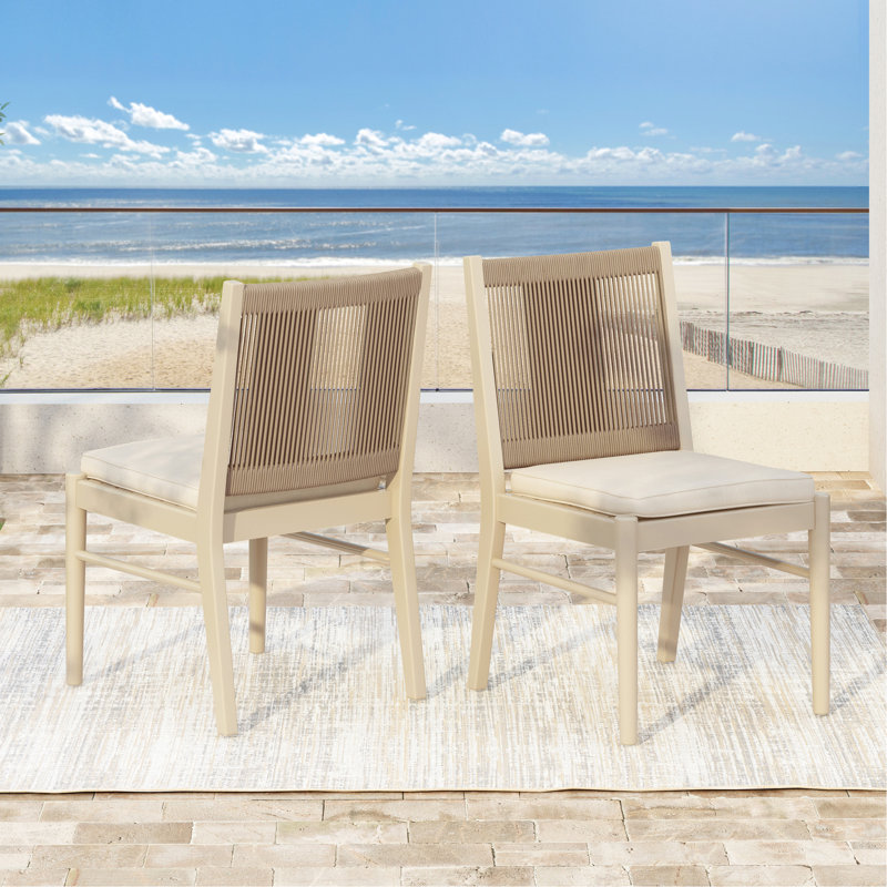 2 chaises de salle à manger Kd Mp2 - bois et corde tissée, tissu hydrofuge pour toutes les salles 2 pièces, tissu hydrofuge, décor chic