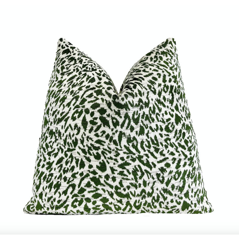 Housse de coussin en velours Abstract, Vert, H 20 po x l 20 po