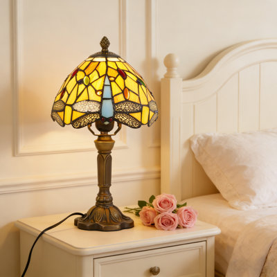 Vintage Dragonfly Tiffany Stained Glass Table Lamp