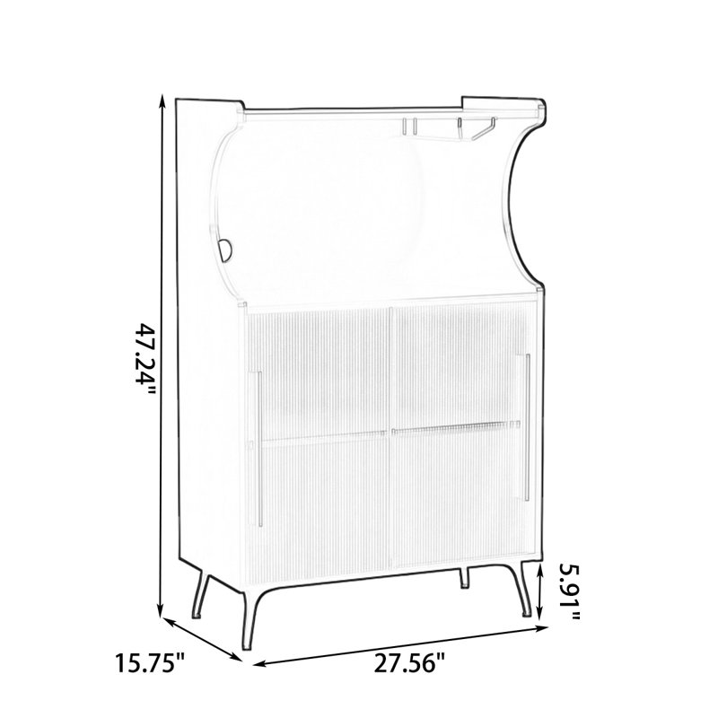 Buffet en bois manufacturé blanc, H 47,24 po x l 27,56 po x P 15,75 po, Blanc