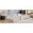 Twin XL Over Queen Floor Bunk Bed Frame With Ladder And Safety Guardrails, Easy Assemble, White