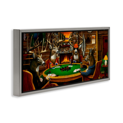 Deer Playing Poker in Lodge