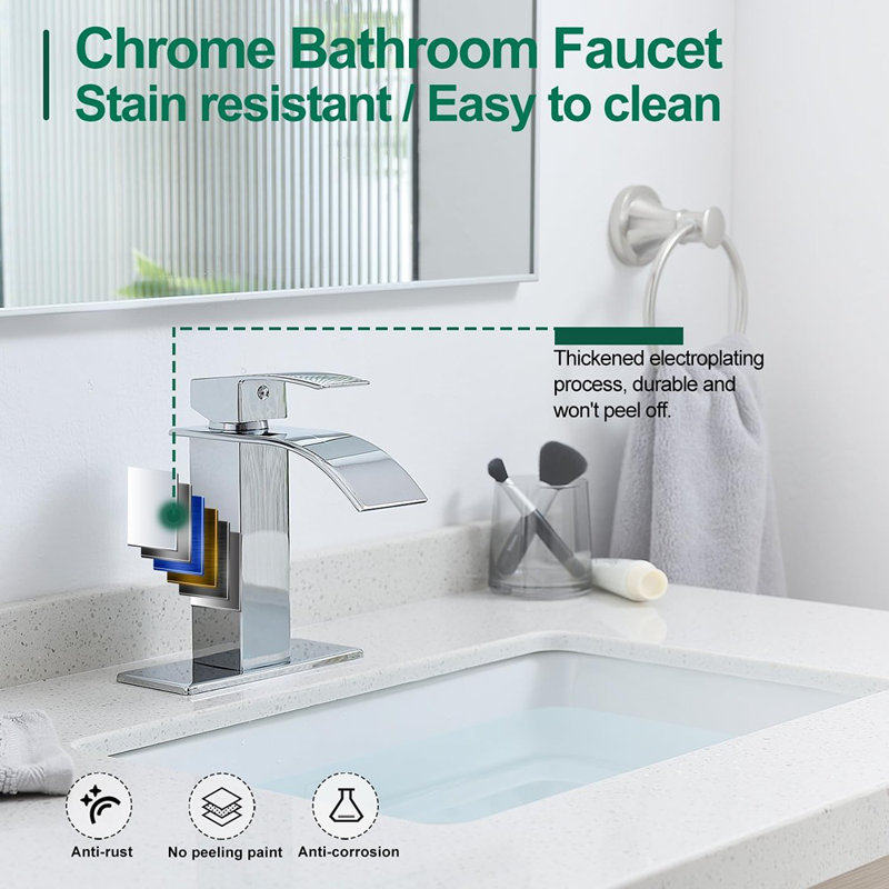 Robinet de salle de bain à poignée simple pour 1 ou 3 trous avec plaque de pont, robinet de salle de bain Rv Camper Farmhouse