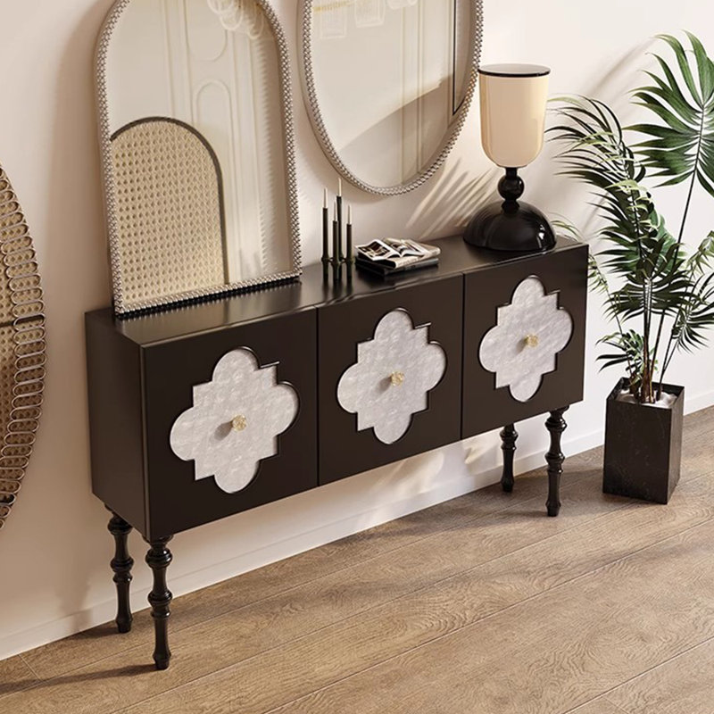 Light Luxury Solid Wood Art Storage Cabinet 51.18'' Sideboard, Black