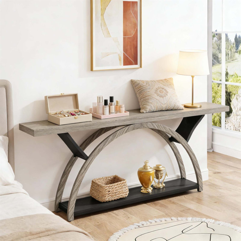 Console à 2 niveaux avec rangement spacieux et conception durable, parfaite pour les entrées et les salons