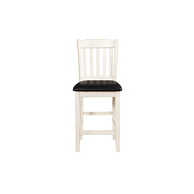Chaises à hauteur de comptoir de 2, similicuir brun foncé, blanc antique, capacité de poids de 250 lb, cuisine de salle à manger en bois