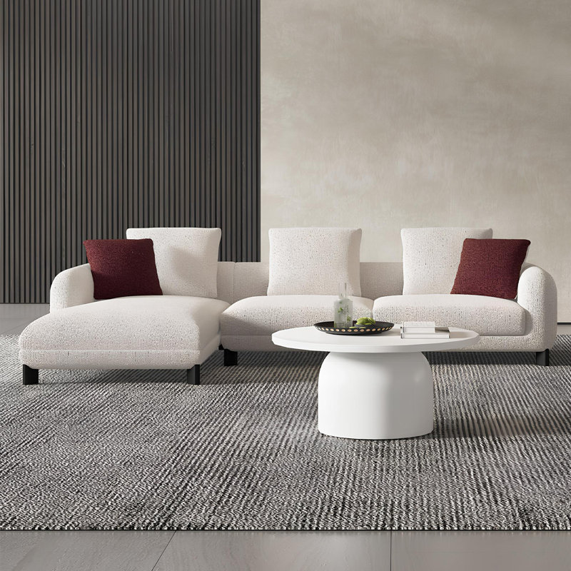 Canapé modulaire rembourré Tweed avec 3 coussins beige et marron