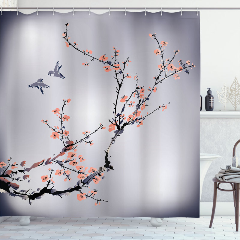 Ensemble de rideau de douche et crochets de la nature, H 84 po x l 69 po, Gris / rose
