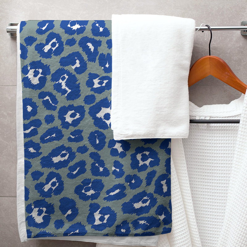 Everdene Bath Towel, Microfiber, Silver Green/White/Royal Blue