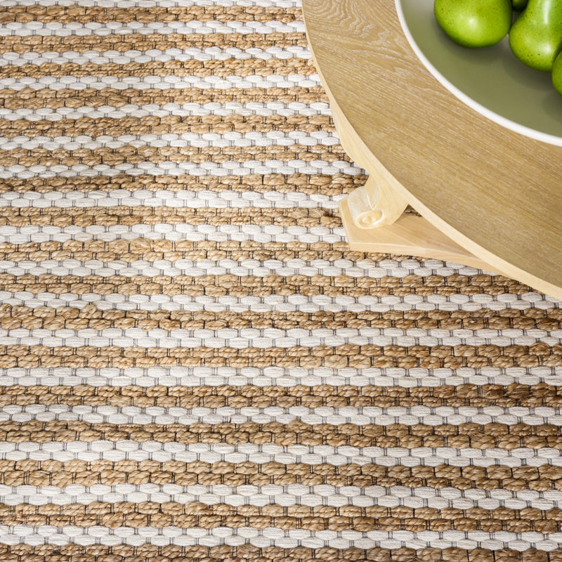 Martha Stewart 9526 Hand Tufted 40% Jute; 40% Wool; 20% Cotton Striped Rug, Rectangle 5' x 8'