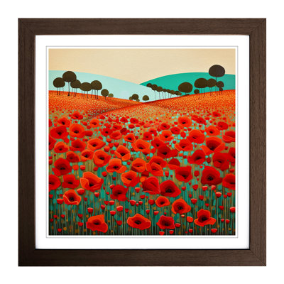 Poppy Field Deco No.1 - Framed Print