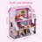 Wooden Dollhouse 3-Story with Furniture, Pink Pretend Play House for Kids 3+