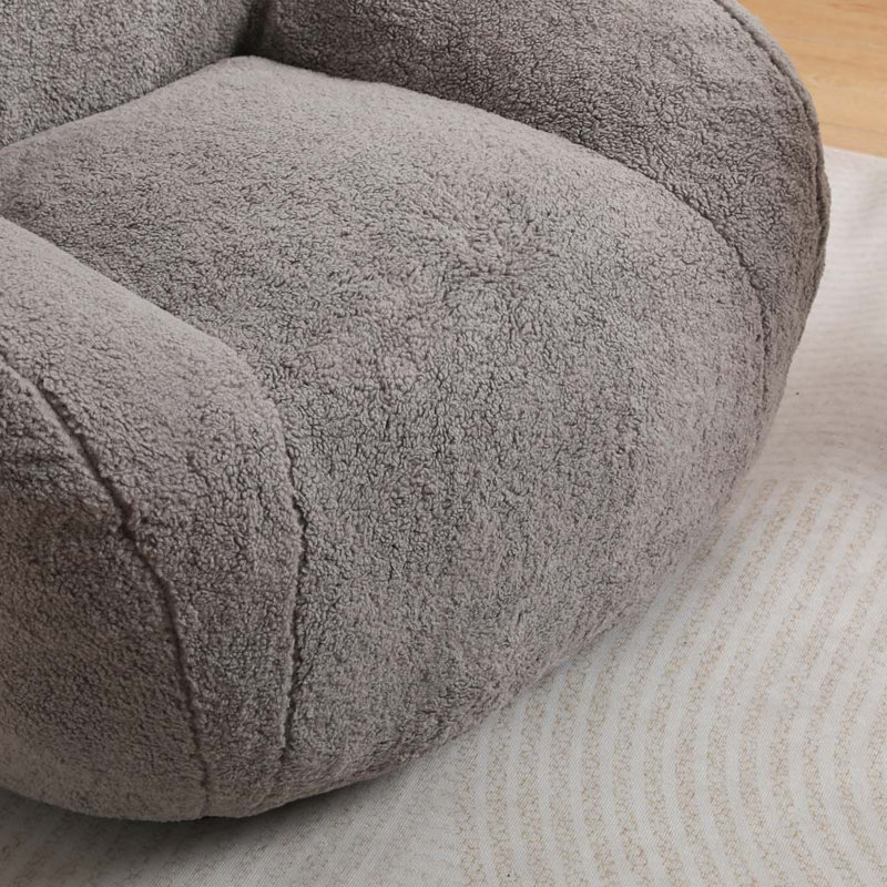 Fauteuil à billes en peluche avec accoudoirs Teddy, Peluche gris clair