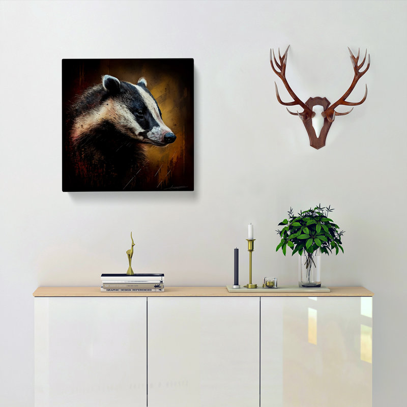 Badger Gestural Art No.3 - No Frame Print, 35cm H x 35cm W x 3cm D