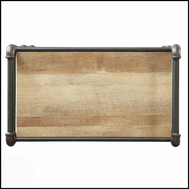 Bibliothèque à 5 niveaux en chêne antique et gris sable avec tablettes spacieuses, pour un décor industriel rétro et un rangement efficace.