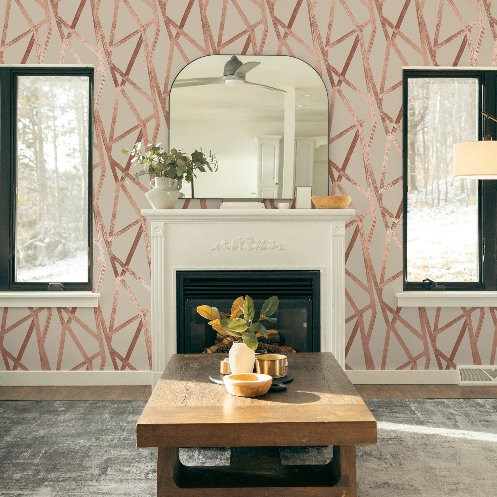 Intersections Peel and Stick Wallpaper By Genevieve Gorder, 33" L x 20.5" W, Bronze 1