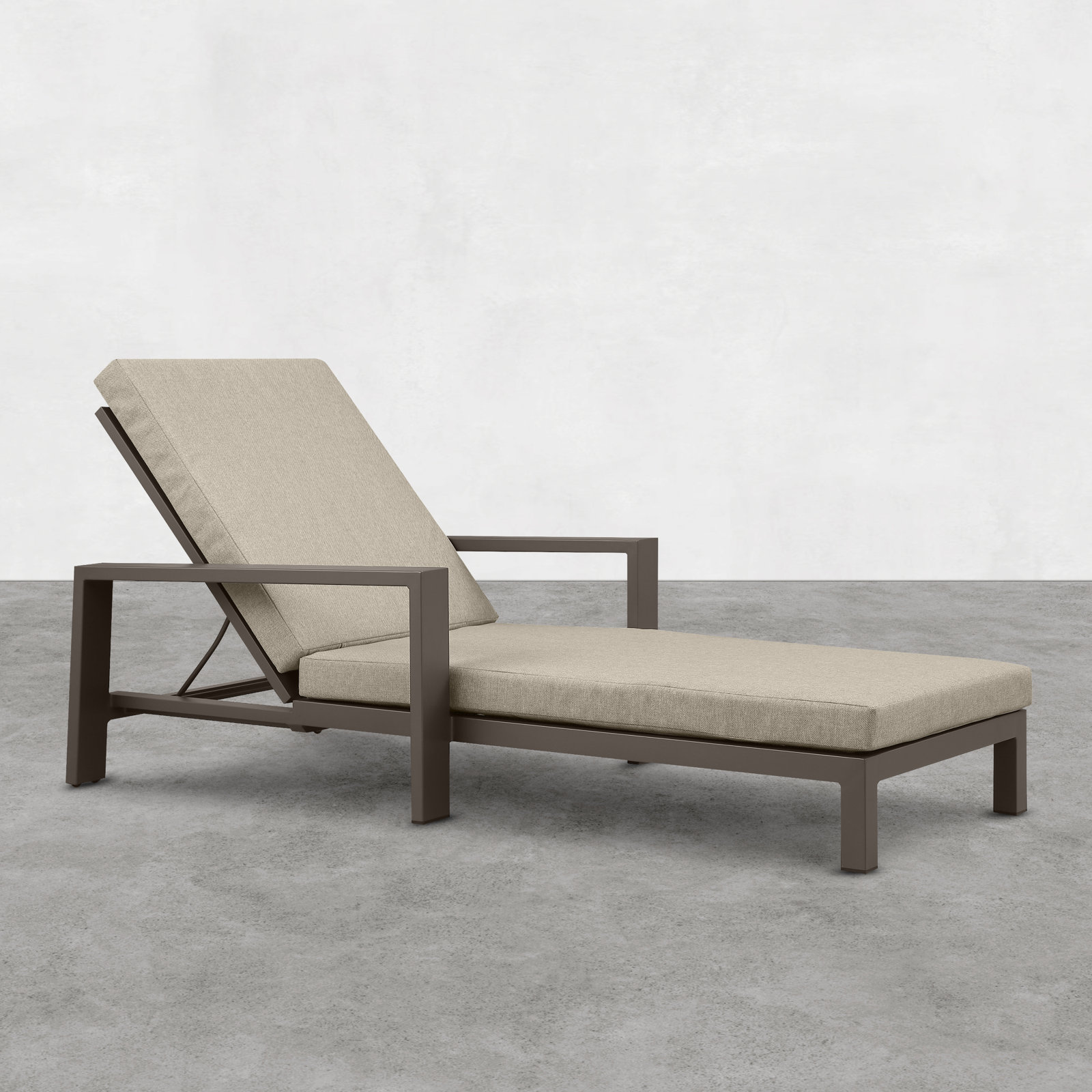 Hoyt 35'' Outdoor Metal Chaise Lounge, Bronze, Khaki