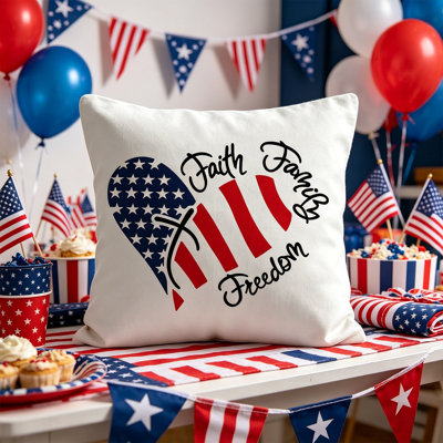 Housse de coussin de 45 x 45 cm avec imprimé de la Fête de l'Independent Housse de coussin décorative Drapeau Étoile Housse de coussin patriotique pour la maison