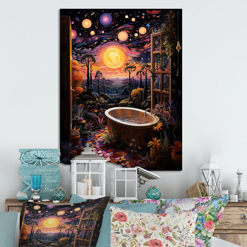 Celestial Dream Bathroom 3 - Art mural en métal pour salle de bain, H 20 po x l 12 po x P 1 po
