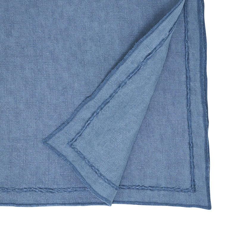 Aneta Stonewashed Overlock Edge Table Runner, Navy
