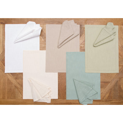 Hemstitch Solid Natural Napkin Set of 6