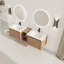Meuble-lavabo mural de 68 po avec lavabo en céramique blanche et tablettes de rangement et 1 porte à fermeture en douceur, emballage KD, contreplaqué-582760428