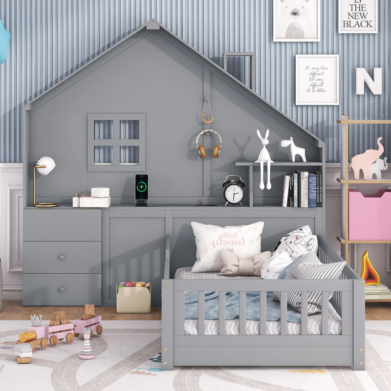 Lit pour enfant Wolken, Simple, Blanc