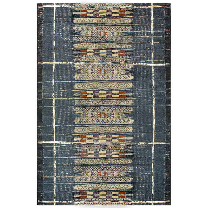 Kortlynn Tribal Stripe Indoor/Outdoor Area Rug, Rectangle 4'10" x 7'6"