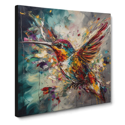 Hummingbird Expressionism - Wrapped Canvas