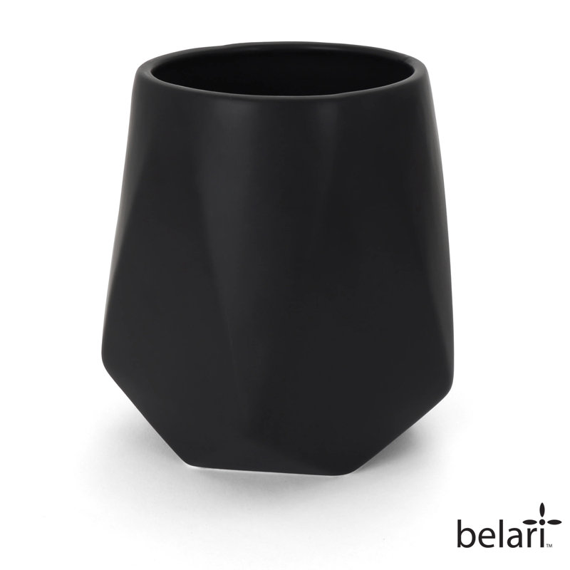 Pot de rangement à facettes, Noir, H 7 po x l 6 po x P 6 po