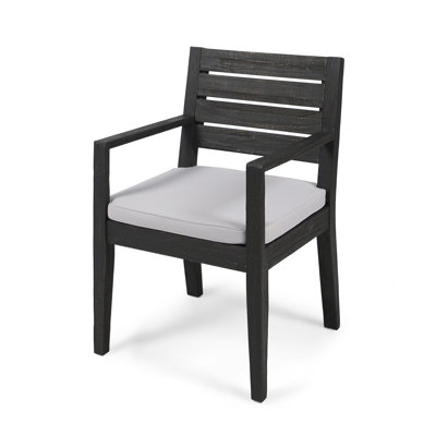 Brynlee Acacia Patio Dining Armchair with Cushion by Dovecove