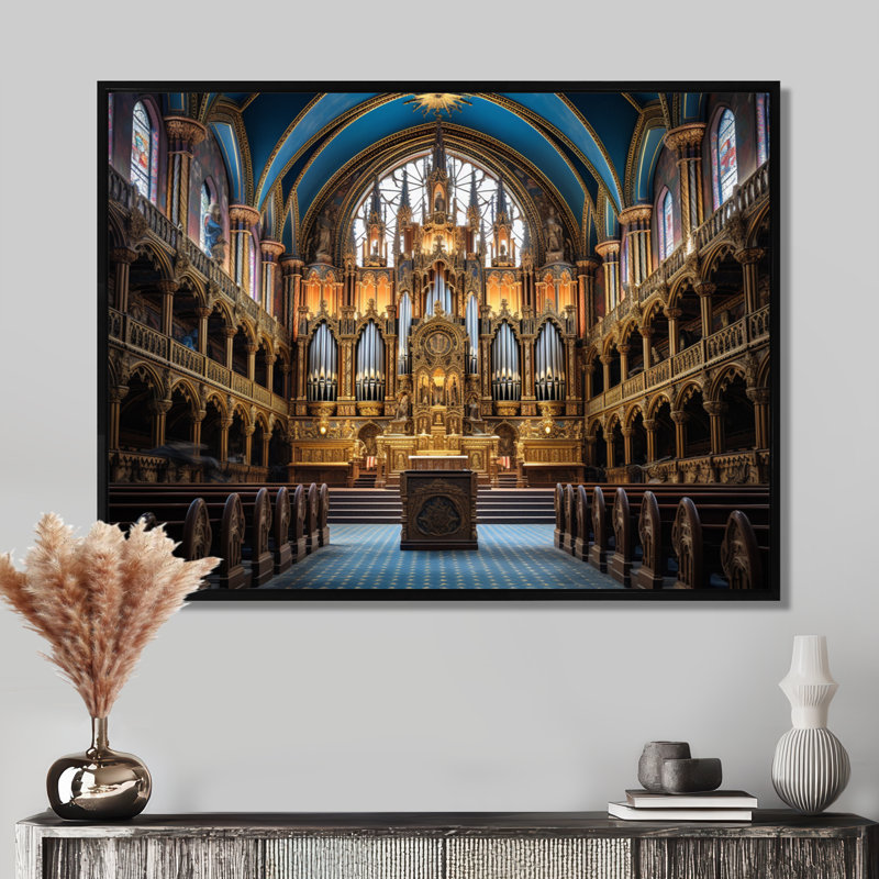 Décoration murale Bair - Christianisme, H 12 po x l 20 po x P 1 po, Toile avec cadre flottant noir