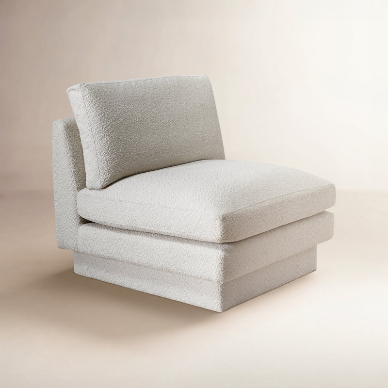 Woolf 34" Modern Boucle Upholstered Slipper Chair, White Boucle