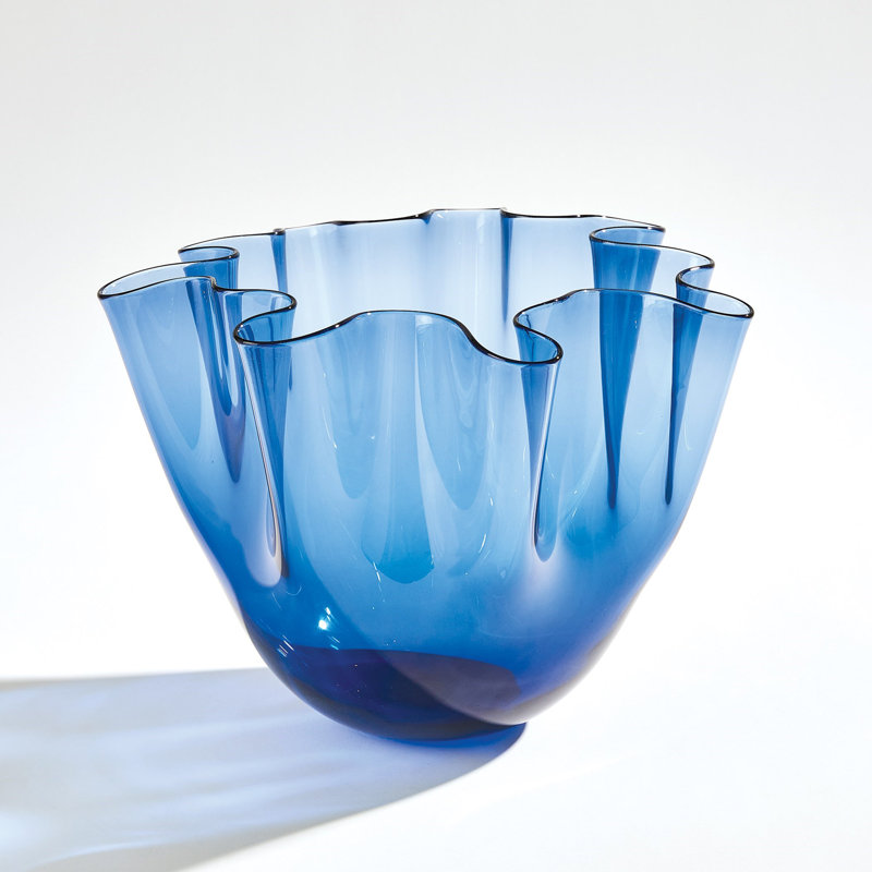 Glass Table Vase, 10.25" H x 11.75" W x 11.75" D