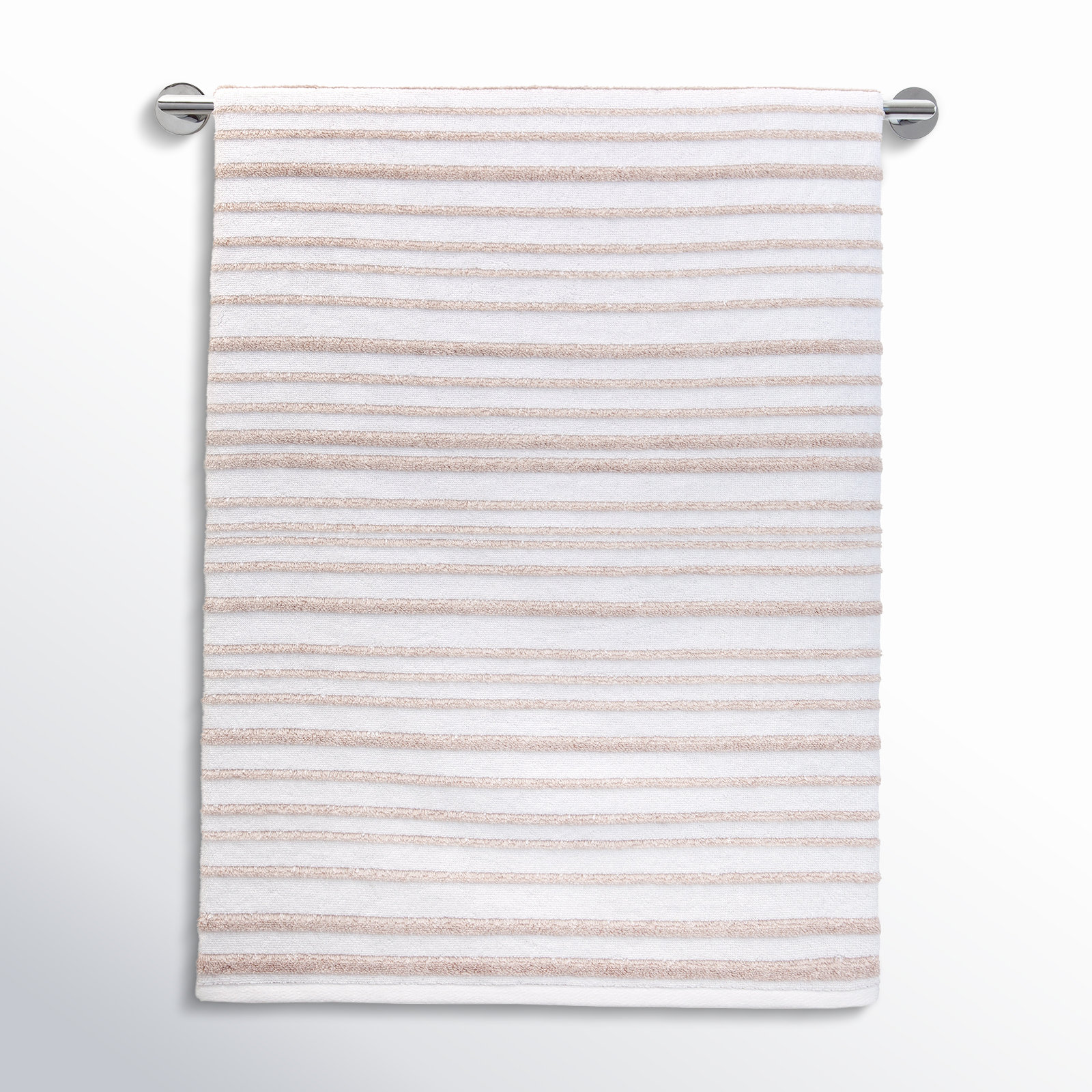 Roulston Striped Cotton Washcloth, Pink/White