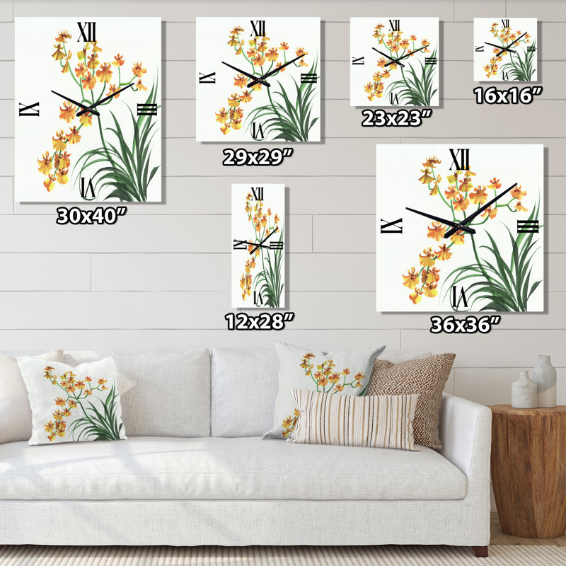 Orchidées jaunes VIntage - Horloge murale traditionnelle, Petit