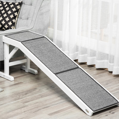 Rampe pour animal de compagnie 60 po x 16 po x 20 po, blanc, tapis antidérapant, offrant une facilité de mouvement pour les animaux de compagnie