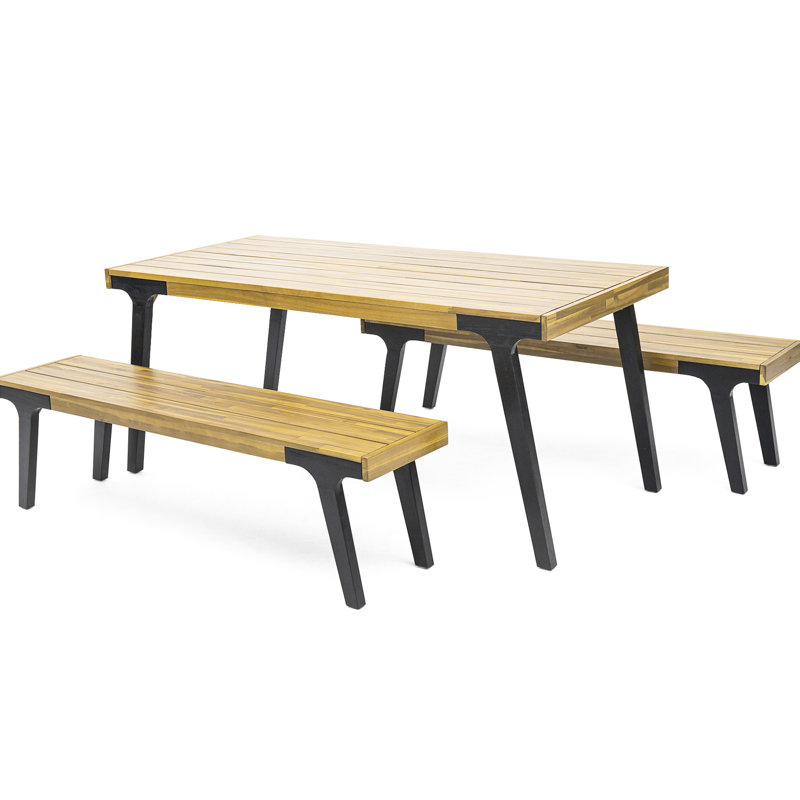 1 DINING TABLE+2 DINING BENCHES