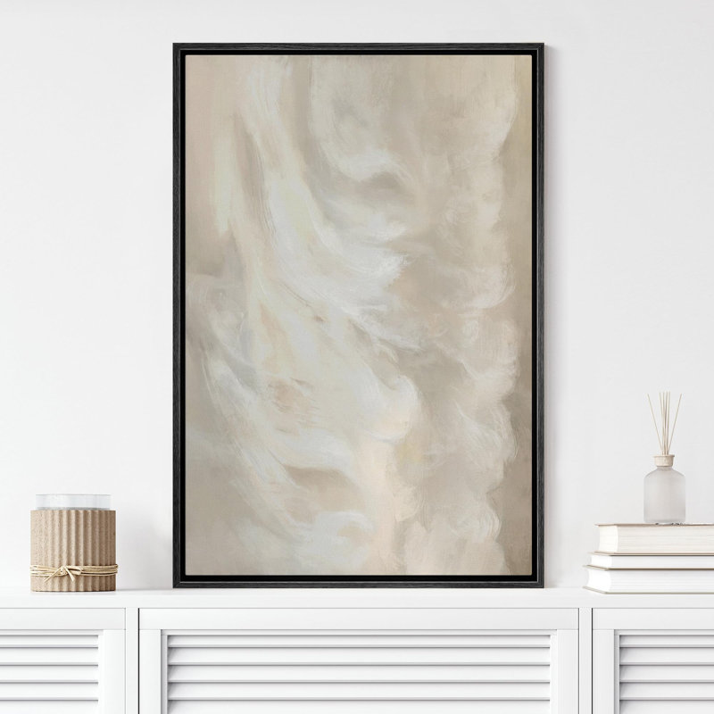 Abstract Colorful Strokes " Abstract Cloudscape Soft Beige And White Tones Illustrations ", Black, 24" H x 16" W