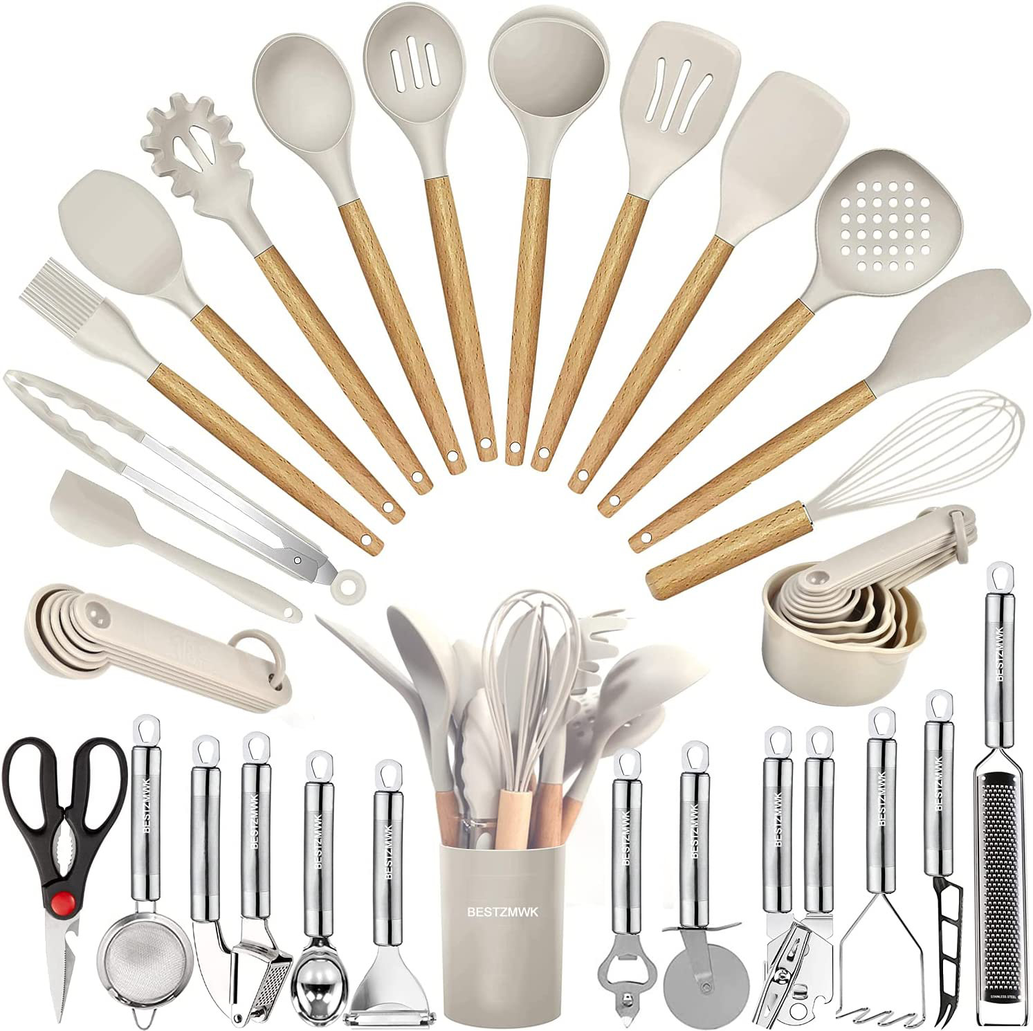 Kaluns 35 Piece Kitchen Utensil Set, Nylon and Stainless, Non Scratch &  Reviews